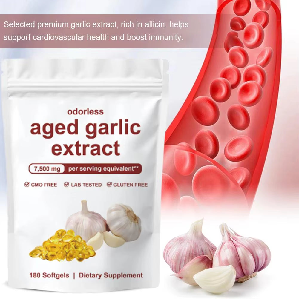180Pcs Garlic Extract Softgel High Allicin Content Support Immunity Booster No Additives Daily Antioxidant Supplement for Adults