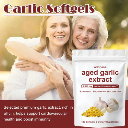 180Pcs Garlic Extract Softgel High Allicin Content Support Immunity Booster No Additives Daily Antioxidant Supplement for Adults